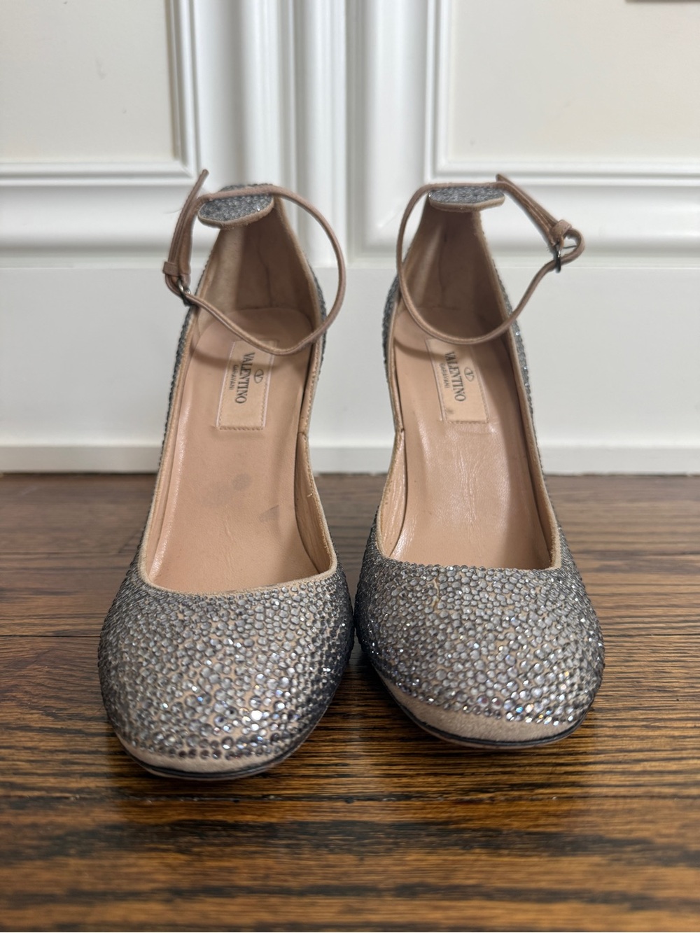 Valentino Garavani Tango embellished ankle strap block heel silver sz 37 - Picture 3 of 10